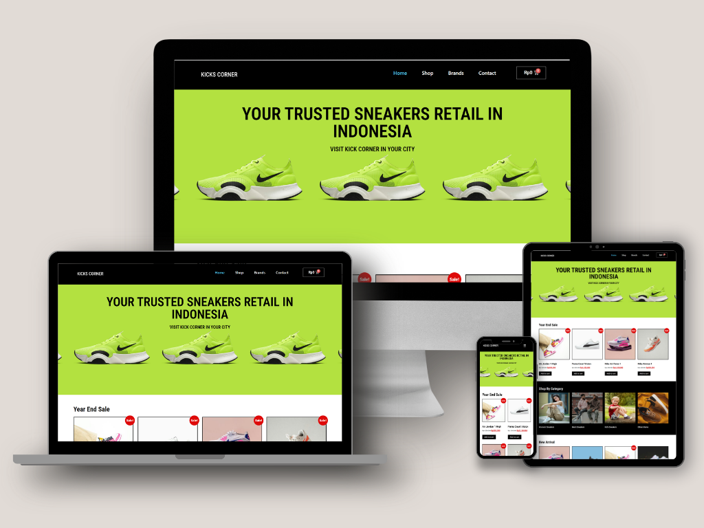 Kick Corner e-commerce website web design portfolio